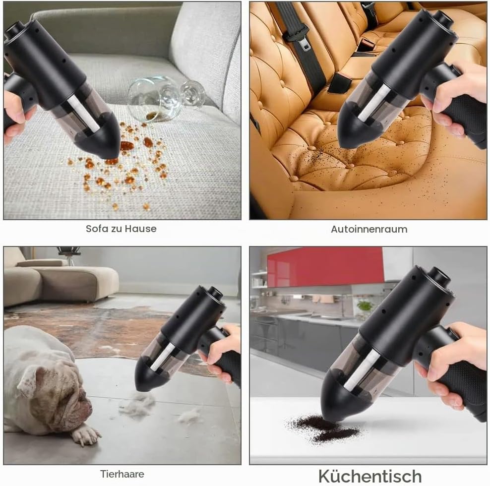URAQT 2-in-1 Staubgebläse Druckluft, Staubsauger Tastatur Reinigungsset mit LED-Licht, 91000 U/min E