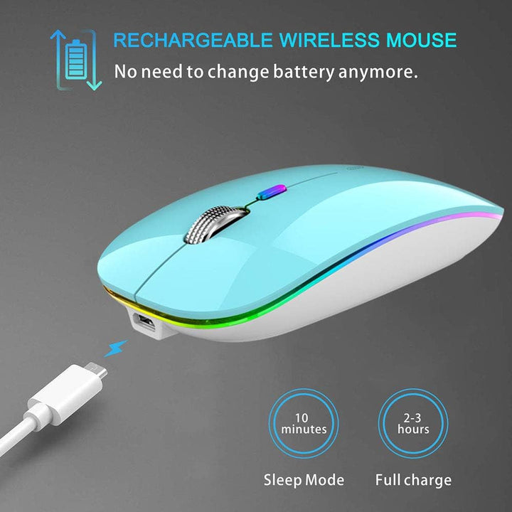 Uiosmuph Bluetooth Maus Kabellose, LED Funkmaus wiederaufladbar Leise Wireless Mouse 2.4GHz Kabellos