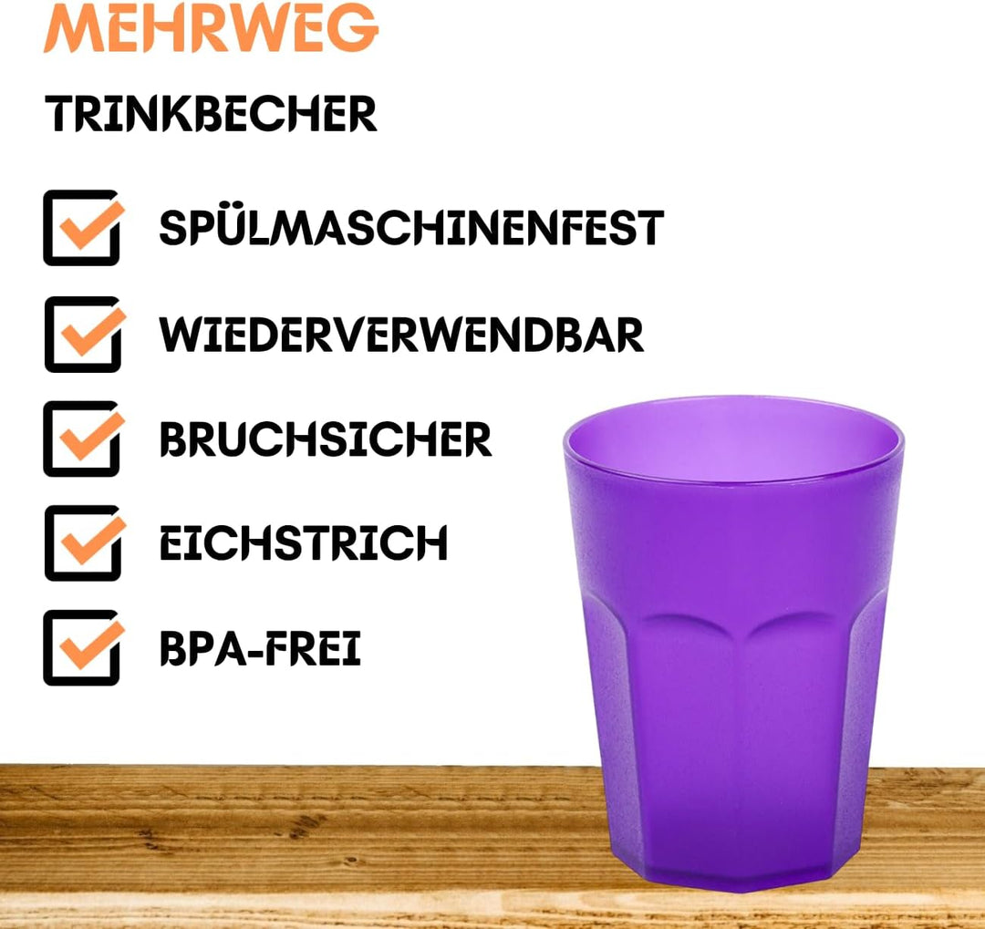 ENGELLAND 20x Kunststoffbecher Trinkbecher Party-Becher Plastik Trink-Gläser Mehrweg Coktailbecher L