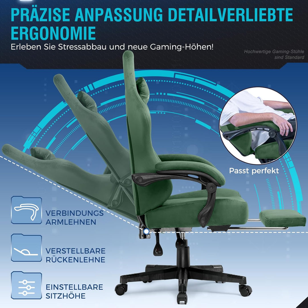 GTPLAYER Gaming Stuhl, Atmungsaktiver Bürostuhl, bürostuhl ergonomisch, Hochwertiger - Stoff, Ergono