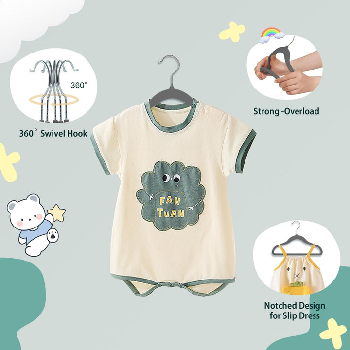 Wellong Kinderkleiderbügel, 28 cm Baby-Samtbügel mit 360°-Drehhaken, rutschfeste Kleiderbügel Samt,