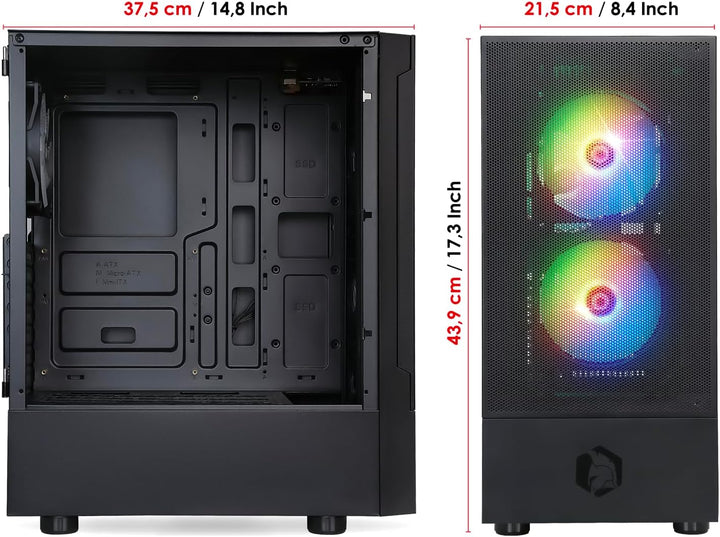 EMPIRE GAMING - Gehäuse für Gamer Sapphire – ARGB Mittlerer Tower ATX/Micro-ATX/ITX – seitliche Tür