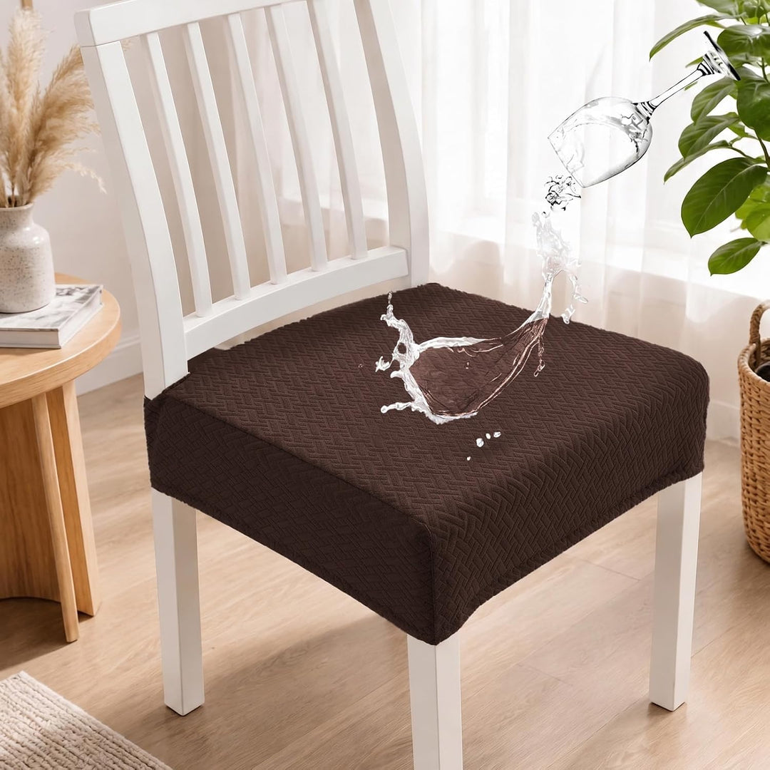 KELUINA Diamantgitter Jacquard wasserdichte Stuhl Sitzbezüge für Esszimmer Stretch Stuhl Sitzkissen