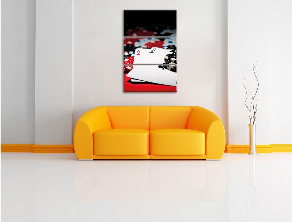 Pixxprint Spielkarten als Leinwandbild | Grösse: 3 Teilig (120x80) | Wandbild| Kunstdruck | fertig b