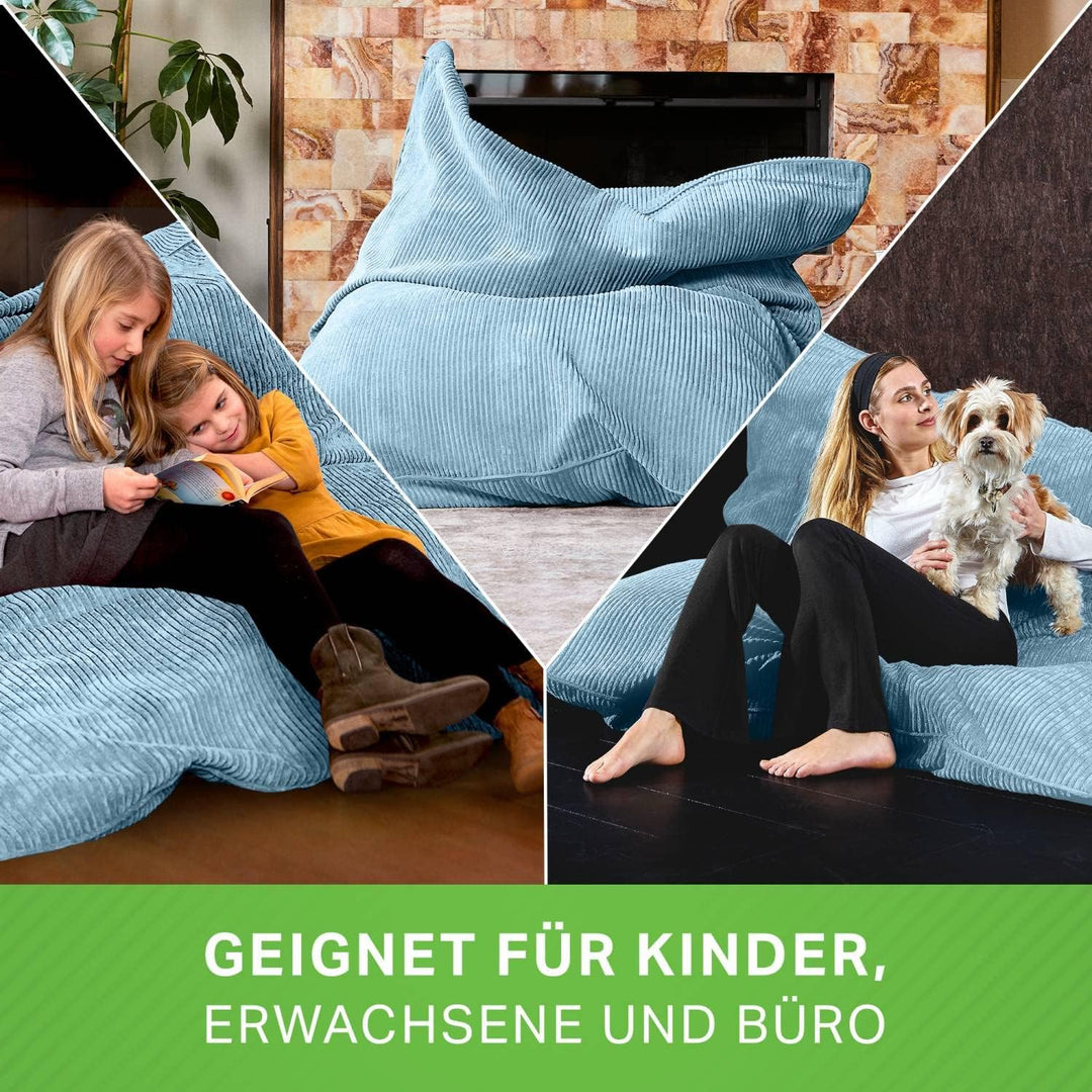 Green Bean XXL Sitzsack aus Cordstoff 370 Liter EPS-Perlen Füllung - Kuschelig Weich Robust & Waschb