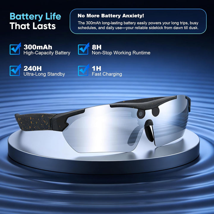 AI Smart Glasses with Camera,Sportbrille mit Kamera, Mini Action Kamera,1080P HD Kleine Videokamera