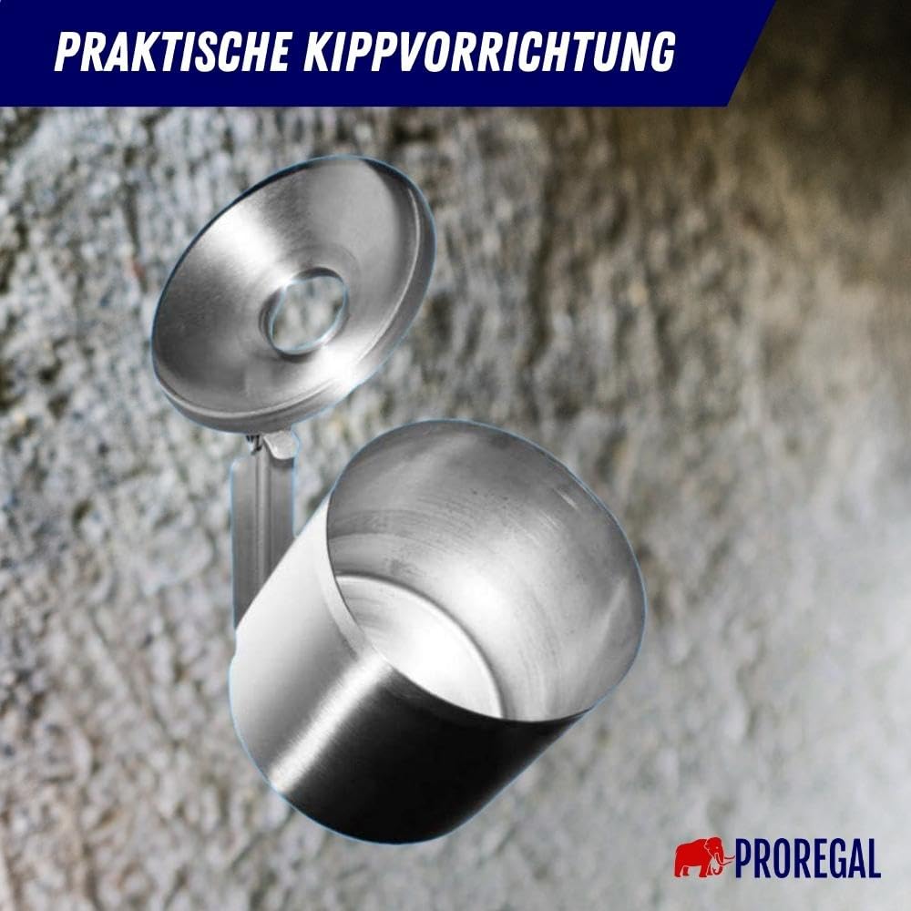 PROREGAL Runder Sicherheits-Wandaschenbecher mit Kippvorrichtung | 2 Liter, HxØ 16x16cm | Edelstahl