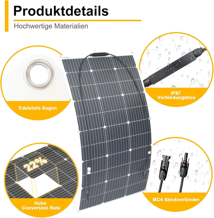 100W Solarmodul Flexibles Solarpanel Ideal für Inselanlagen Outdoor Aktivitäten 1pcs X 100W, 1pcs X