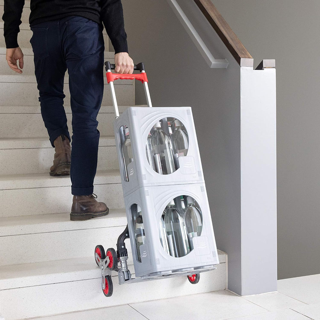 Navaris faltbare Alu Sackkarre mit Treppensteiger - belastbar bis 70kg - Gummiräder - Aluminium Hand