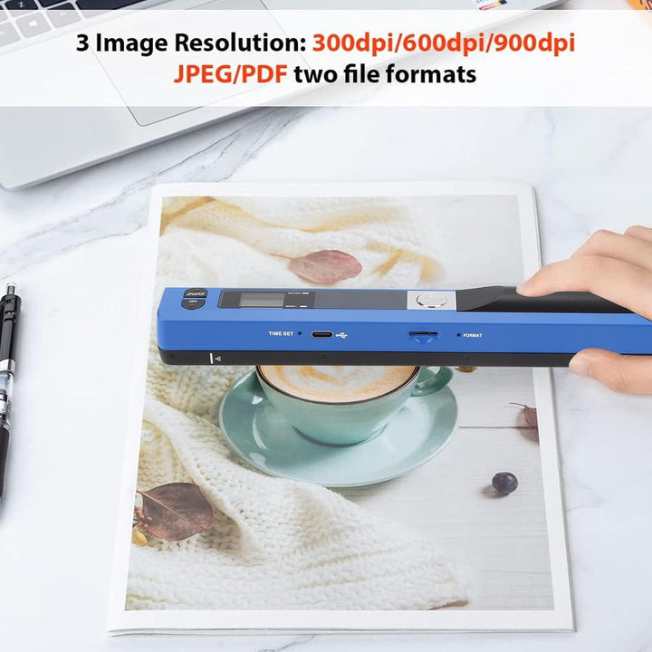 Elprico Tragbarer Scanner, Handheld-A4-Dokumentenscanner mit 900 DPI Auflösung, JPEG- und PDF-Modi,