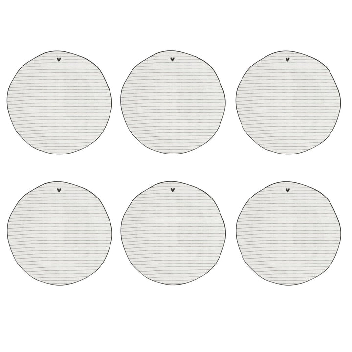 Bastion Collections 6er Set Dessertteller Heart Stripes weiss Streifen 16cm