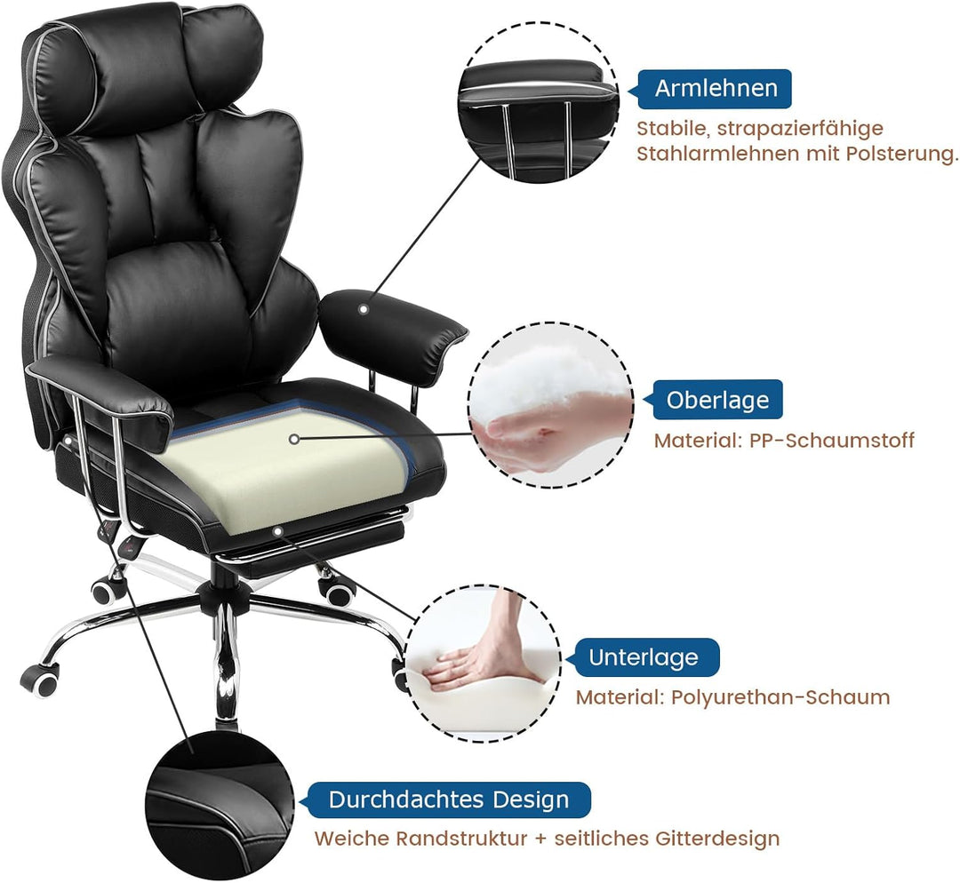GTPLAYER Gaming Stuhl, Gamer Stuhl, Ergonomischer Bürostuhl COMHOMA Serie mit Fussstütze verstellbar