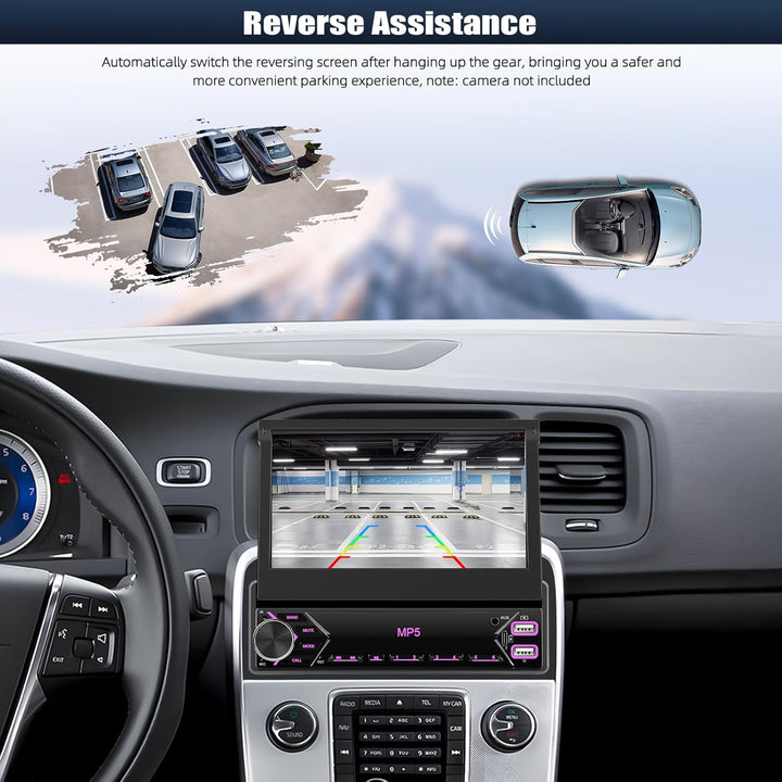 CAMECHO 1 DIN Wireless Carplay Android Auto, 7 Zoll Auto Bildschirm Videoausgang/AUX-IN/FM/TF/Mirror
