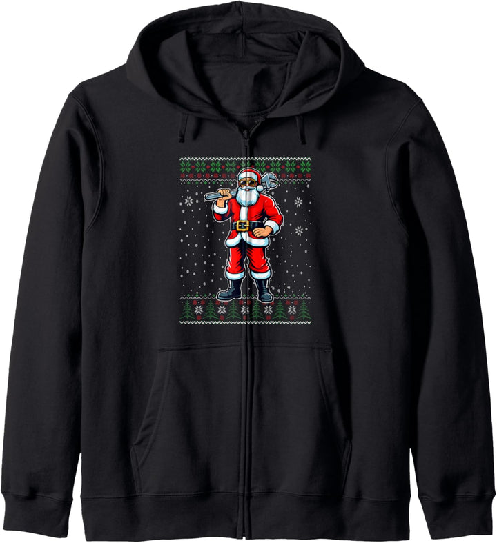 Christmas Santa Plumber Hässlicher Weihnachtspullover Kapuzenjacke