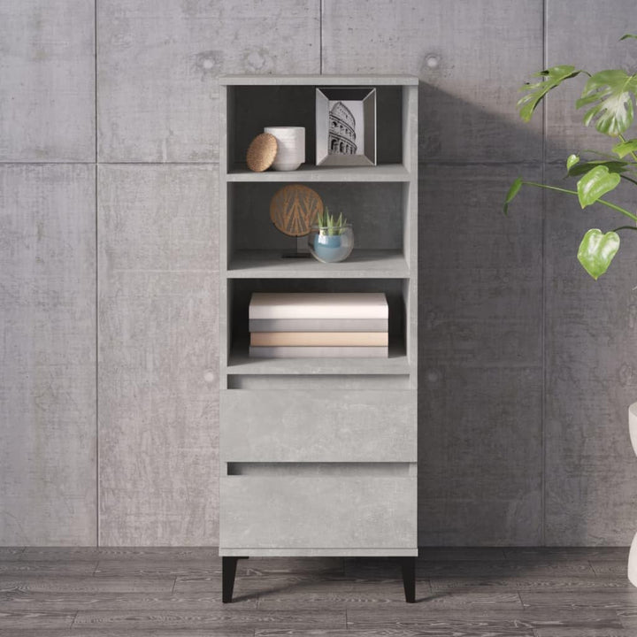 Makastle Modern Hochregal mit 3 offene Fächer & 2 Schubladen, Vitrinenschrank Bücherregal Bücherschr