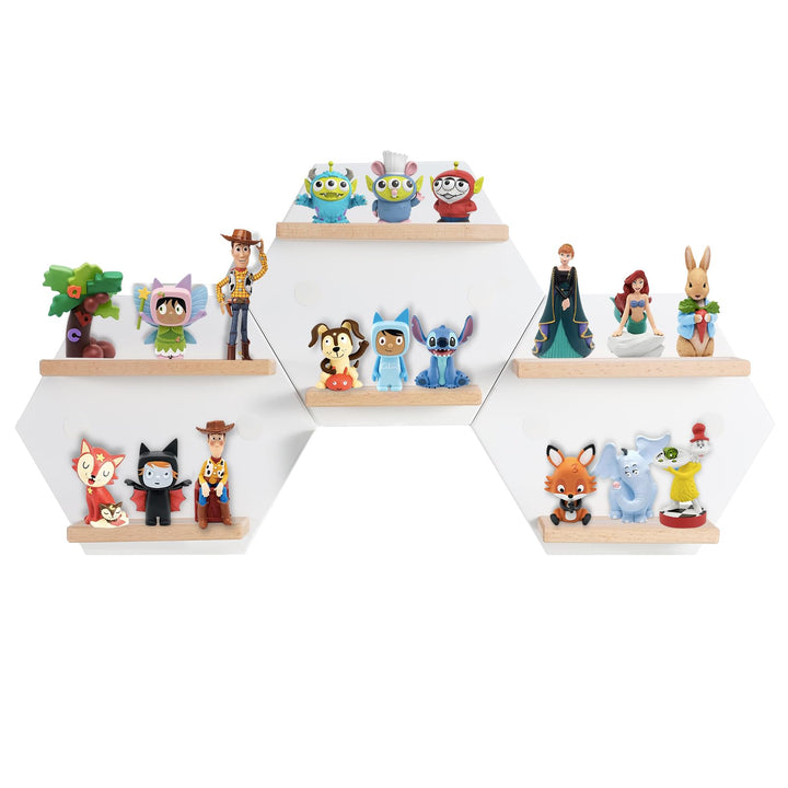 Tonie Shelf Magnetic,Hexagon Shape for Toniebox Figures Storage Display Shelf,Wall Floating Shelves