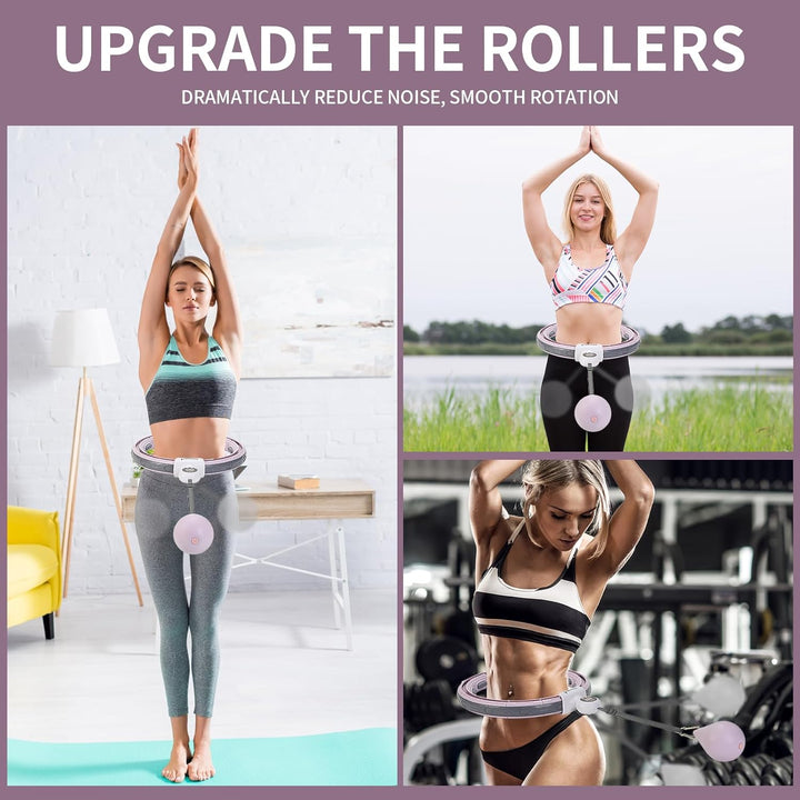 Smart Hula Hoop, Leise Fitness Reifen Erwachsene, hullahub mit Gewicht Ball, 16 Knoten Fit Hoop Reif