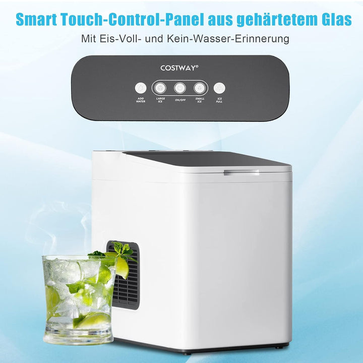 COSTWAY Eiswürfelmaschine Edelstahl Klein | Ice Cube Maker | 12 Kg 24 H | Zubereitung in 6 Min | 1,5