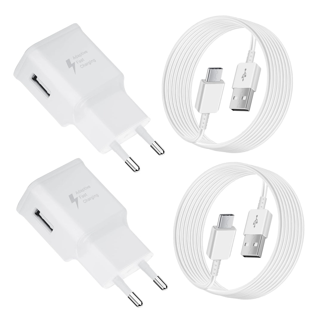 2er-Pack USB Ladegerät 15W Schnellladegerät Netzteil mit USB C ladekabel 1,5 m für Samsung Galaxy S2