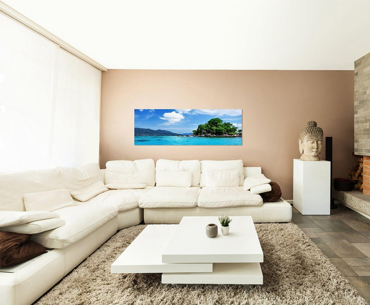 Paul Sinus Art Panoramabild auf Leinwand und Keilrahmen 150x50cm Thailand Meer Wolkenhimmel Natur