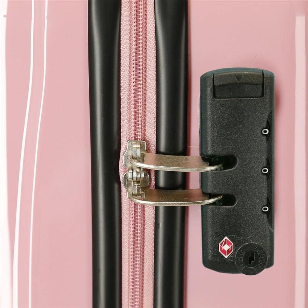 Roll Road One World Koffer, mittelgross, Rosa, 48 x 68 x 26 cm, Hartplastik, seitlicher Kombinations