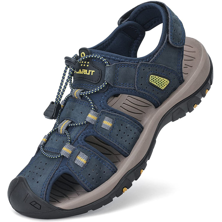 FLARUT Sandalen Herren Outdoorsandalen Sommer Wanderschuhe Trekkingsandalen Leder Strand Wandersanda