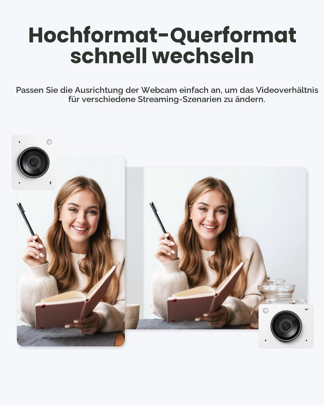 OBSBOT Meet 2-4K Webcam für PC mit 1/2" Sensor, KI Framing& Autofokus, Beauty-Modus, Gestensteuerung