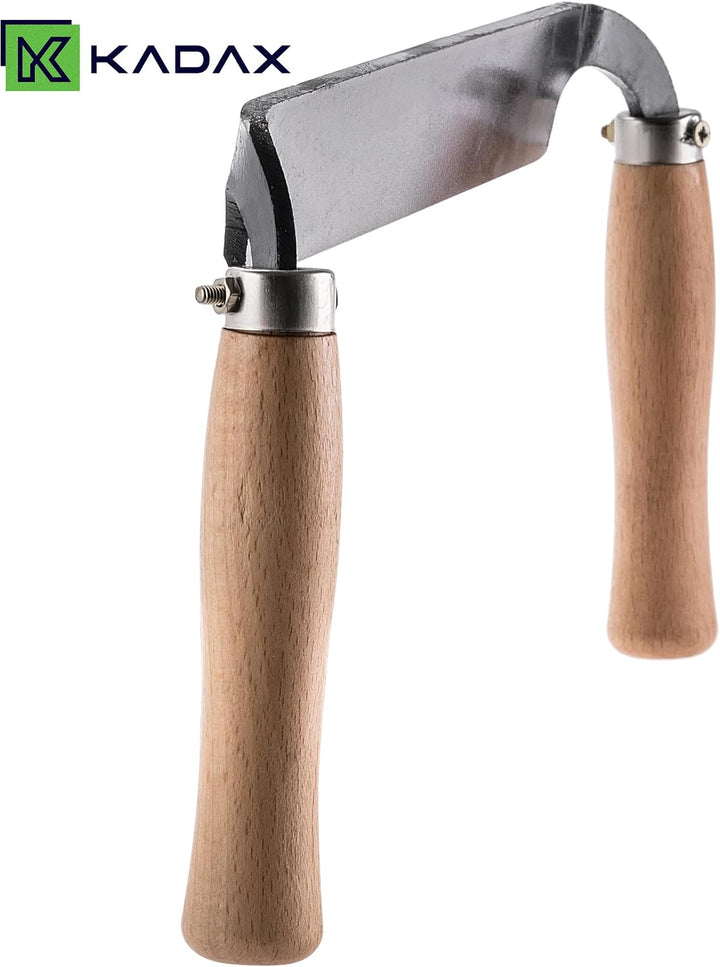 KADAX Zugmesser 280 mm für Holzbearbeitung, Ziehmesser mit gerader Klinge und zwei Holzgriffen, Rind