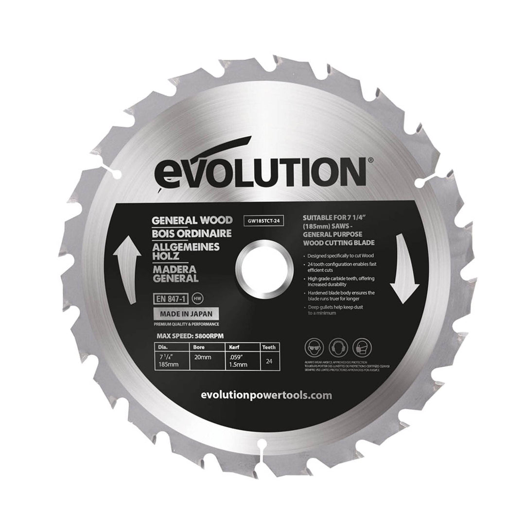 Evolution Power Tools GW185TCT-24 – 185 mm houtzaagblad – met hardmetalen uitgeruste 30-tandconfigur