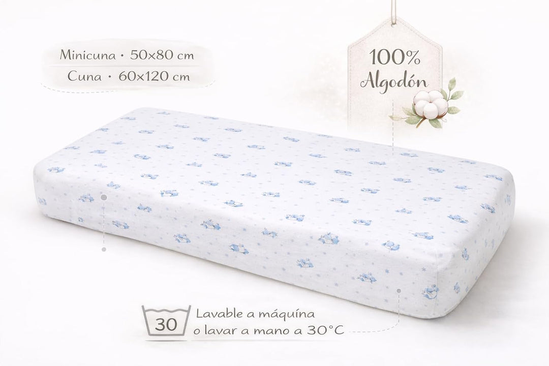 TRAMAS+ Kinderbettwäsche 60x120 cm aus 100% Baumwolle Superweiche & Farbenfrohe | Babybettwäsche - (