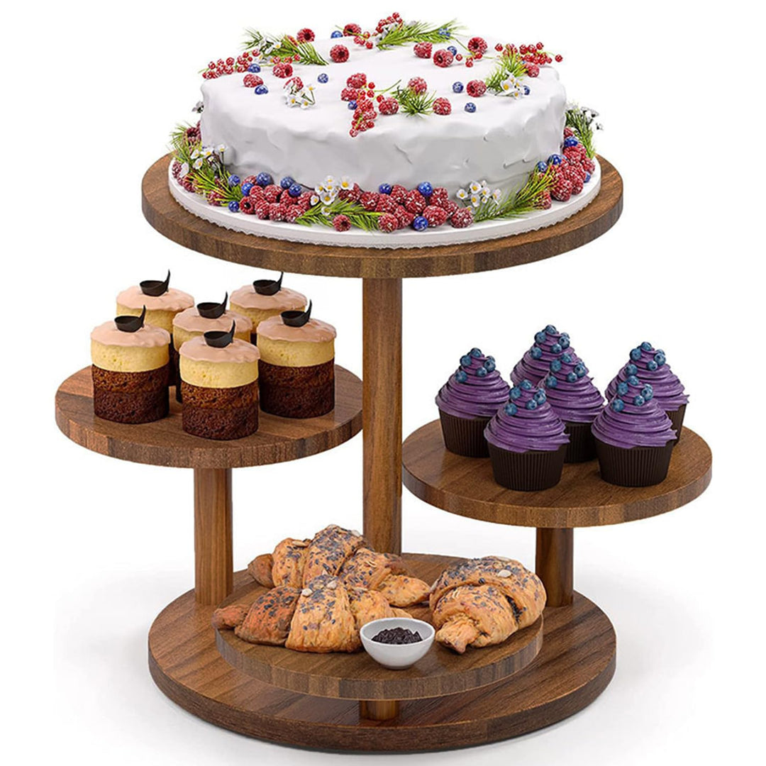 Etagere Tortenständer/Cupcake Ständer Aus Holz 4 Etagen,Desser Halter Turm Serviertablett Mit Mehrer