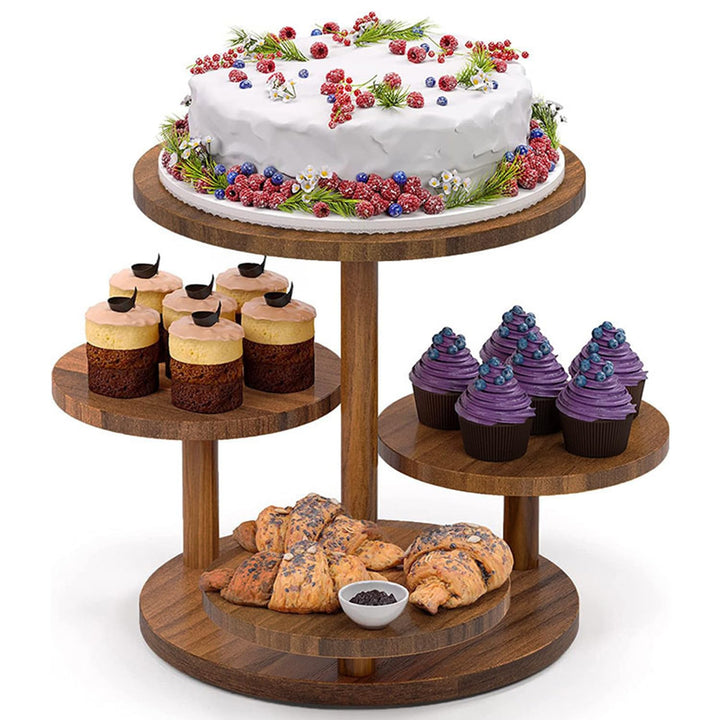 Etagere Tortenständer/Cupcake Ständer Aus Holz 4 Etagen,Desser Halter Turm Serviertablett Mit Mehrer