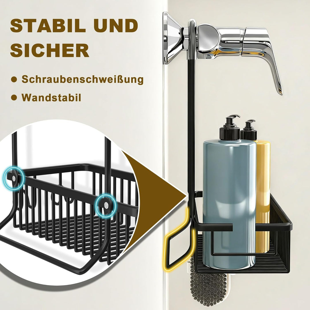 DIYGEEK Duschablage zum Hängen, Duschregal ohne Bohren für Mischbatterie mit 2 Haken, Duschkorb für