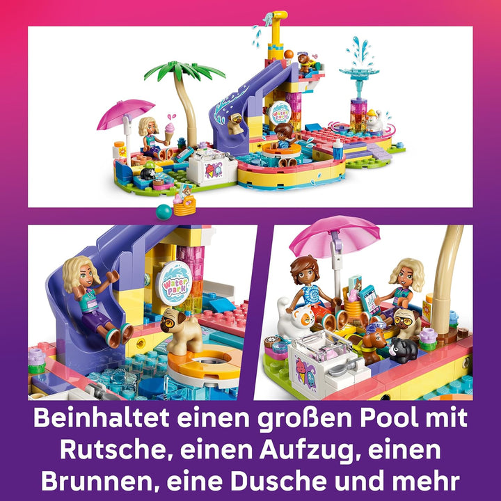 LEGO Friends Lustiger Tag im Wasserpark - Miniatur Spielset mit Rutsche, 2 Minifiguren, 4 Tierfigure