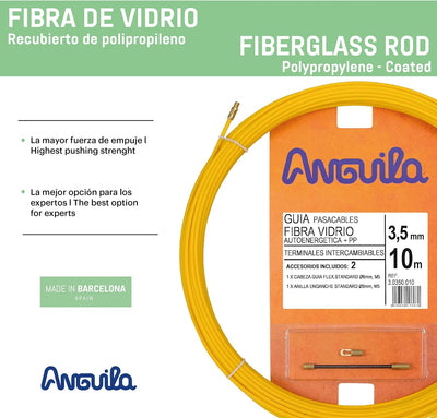 Anguila| Guía Pasacables | Fibra de Vidrio Reforzada + Propileno | Terminales Intercambiables | Colo