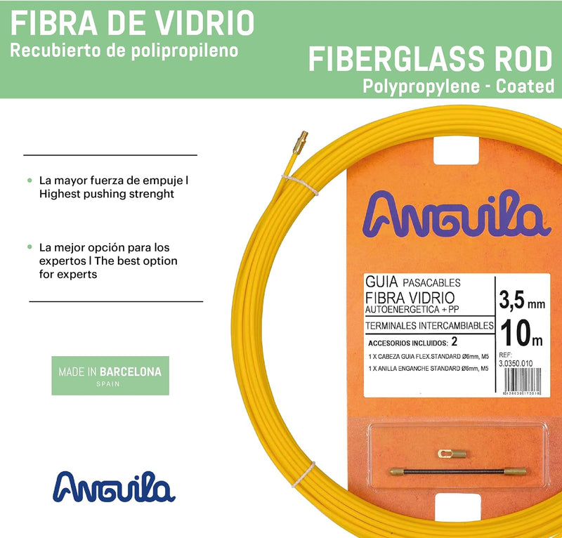 Anguila| Guía Pasacables | Fibra de Vidrio Reforzada + Propileno | Terminales Intercambiables | Colo