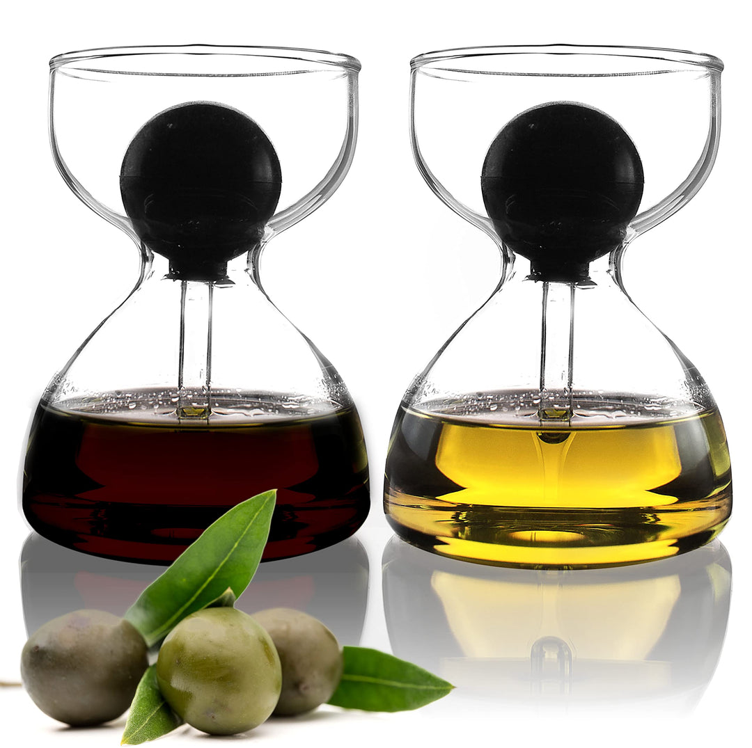 DropD'olio Öl und Essig Spender Set mit Glas Pipette - 2er Set mit je 120ml - Perfekt für Ciabatta u