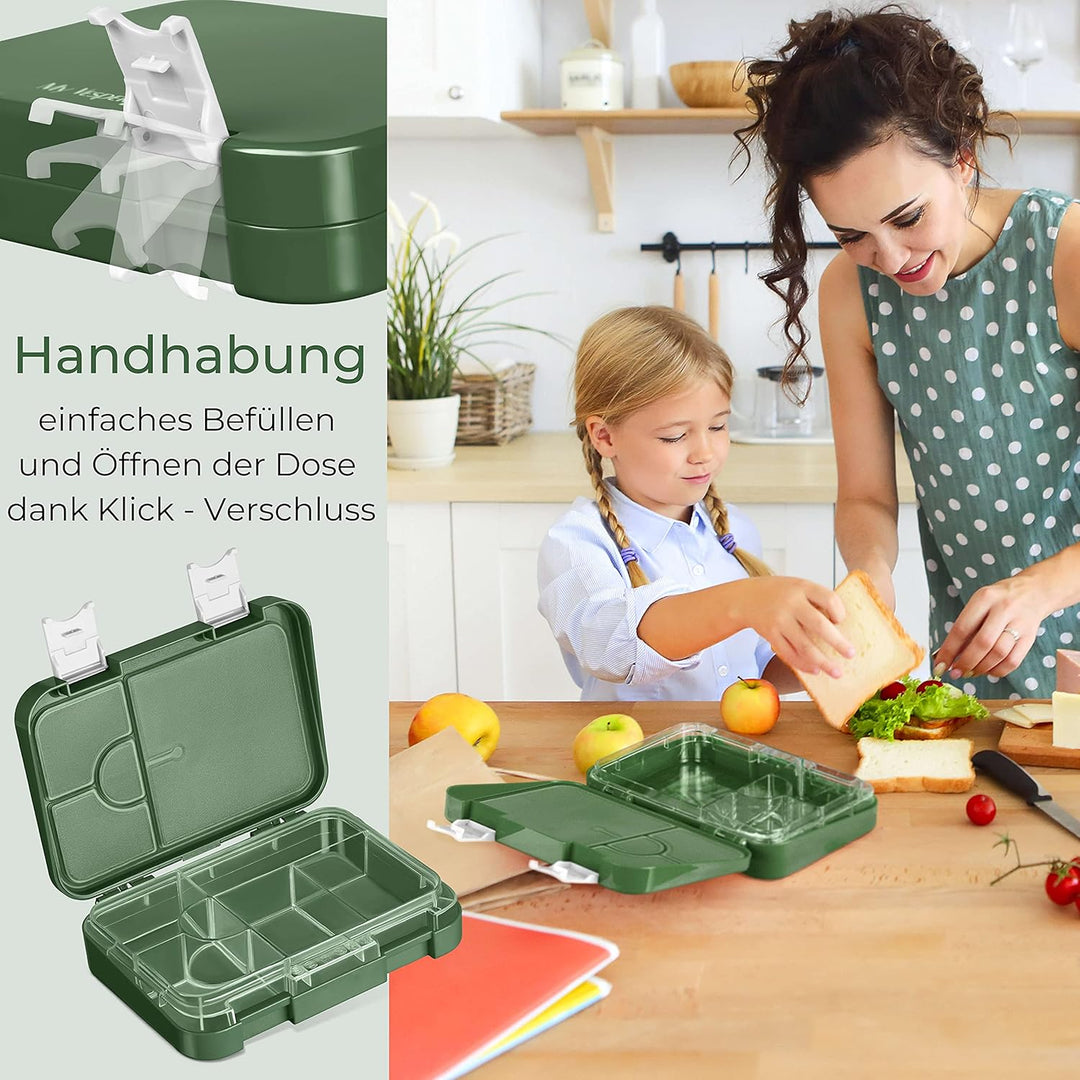 My Vesperbox® Brotdose für Kinder mit Fächern [LEN] - Lunchbox mit Trennfächern - Bento Box - Jausen