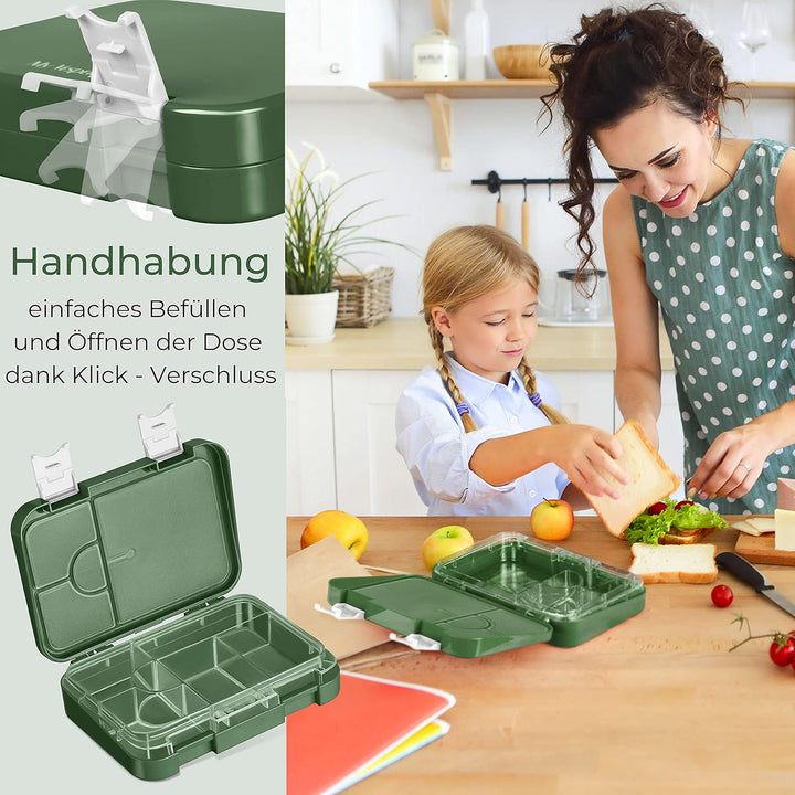 My Vesperbox® Brotdose für Kinder mit Fächern [LEN] - Lunchbox mit Trennfächern - Bento Box - Jausen