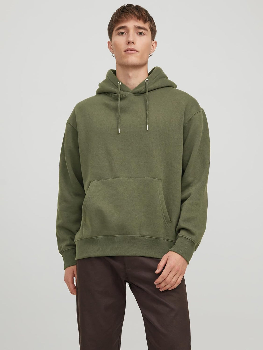 JACK & JONES Herren Basic Hoodie Soft Sweat Hood Jumper Kapuzen Pullover XS Grün (Dusty Olive/Reg),