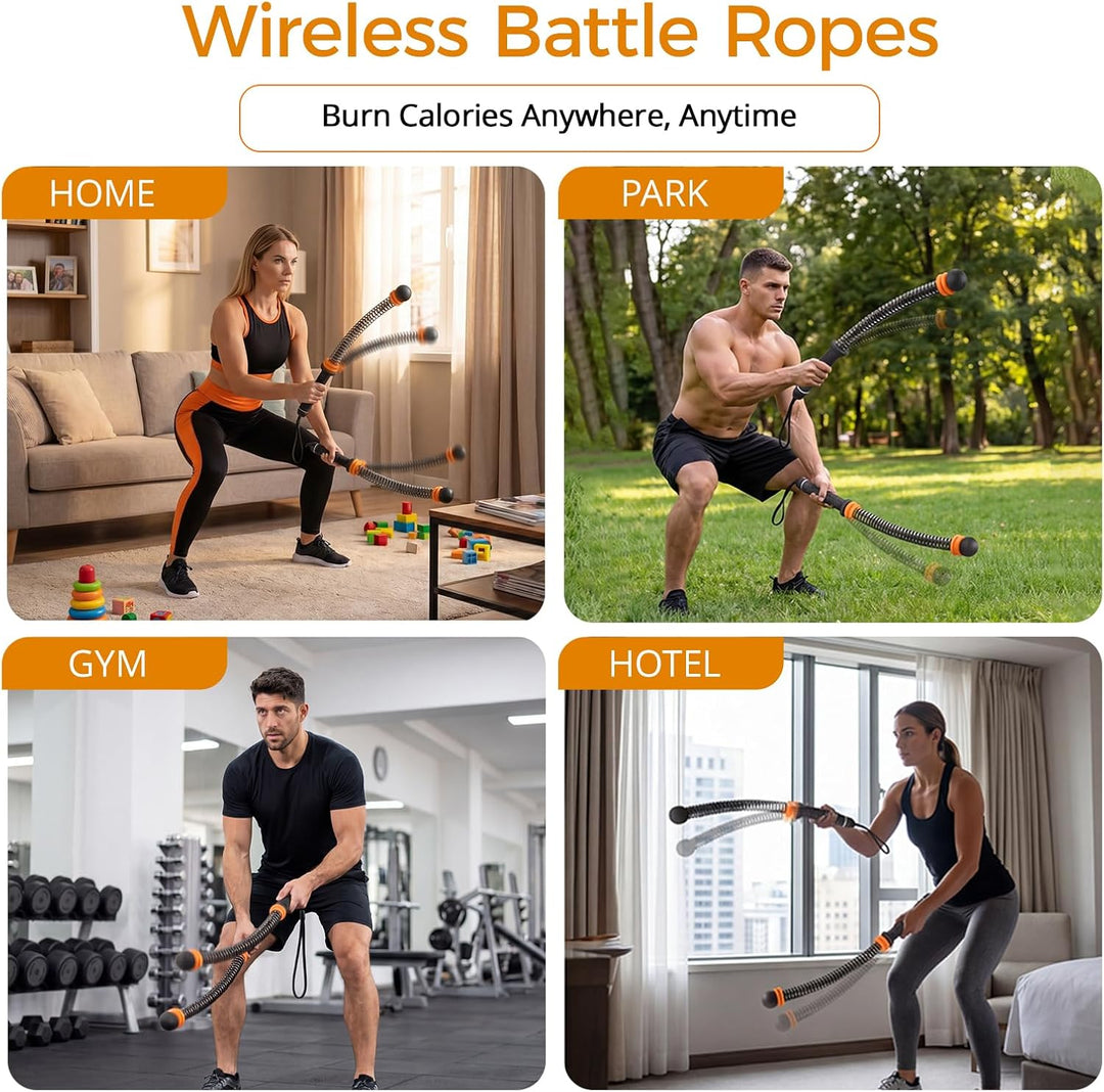 Ropeless Battle Ropes, Battle Rope ohne Seil, Kompaktes Heimtraining (43 cm, 1,3 kg), Leises Ganzkör