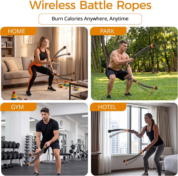 Ropeless Battle Ropes, Battle Rope ohne Seil, Kompaktes Heimtraining (43 cm, 1,3 kg), Leises Ganzkör