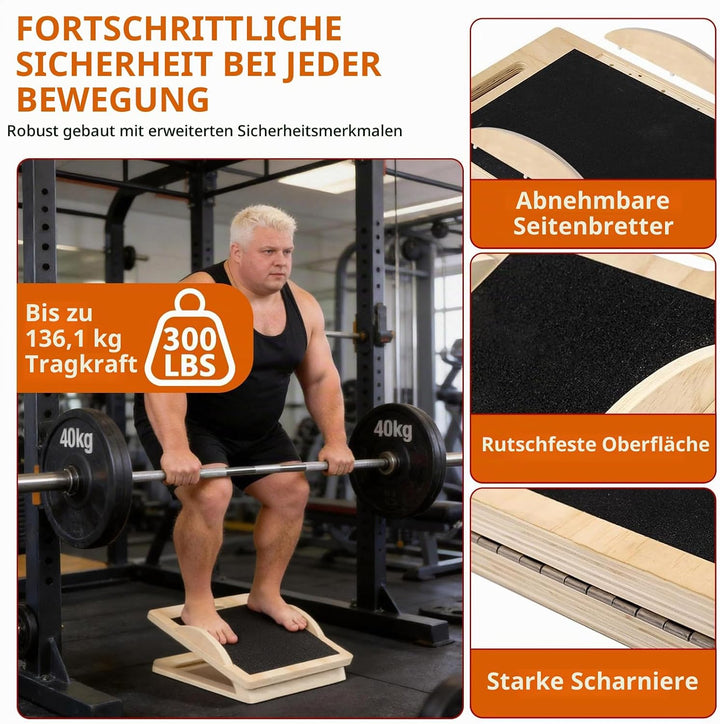 2-In-1 Schrägbrett &amp; Balance Board, Slant Board 4 Angles Einstellbar, Schrägbrett aus Holz Gleichgew