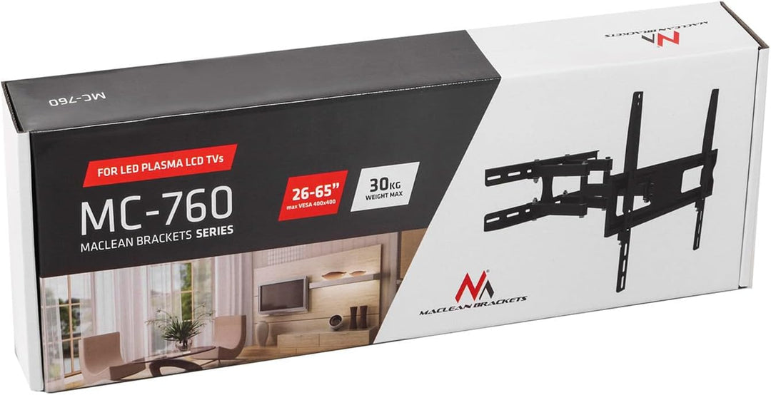 Maclean MC-760 LCD LED Plasma TV Halterung Doppelarm Wandhalterung 26-55" Max. VESA 400x400 30kg 180
