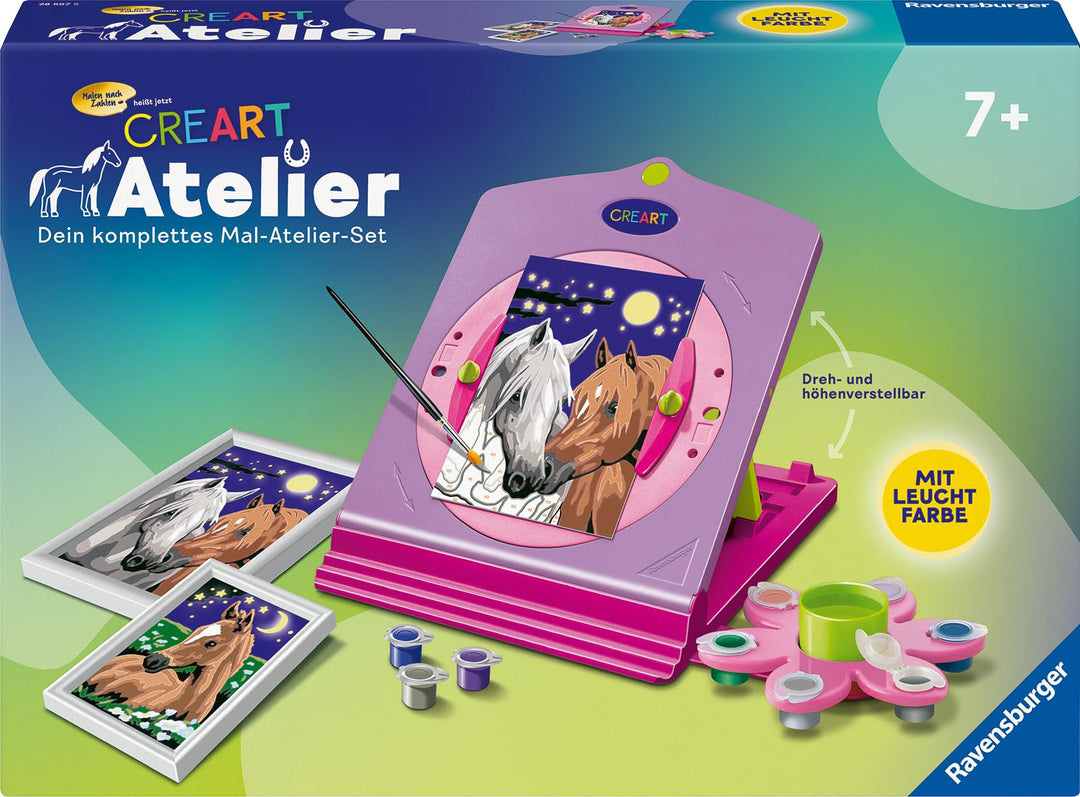 Ravensburger CreArt 28507 - Atelier Pferde - Malen nach Zahlen für Kinder ab 7 Jahre, Malset mit 2 M