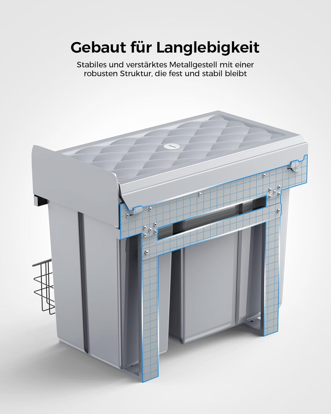 lovewind Abfallsammler Tandem, 10L+20L, Mülleimer küche, Mülltrennsystem für Unterschrank，Abfalleime