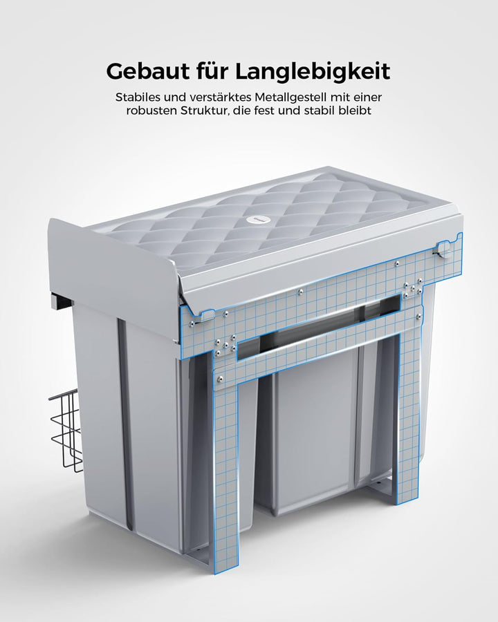 lovewind Abfallsammler Tandem, 10L+20L, Mülleimer küche, Mülltrennsystem für Unterschrank，Abfalleime