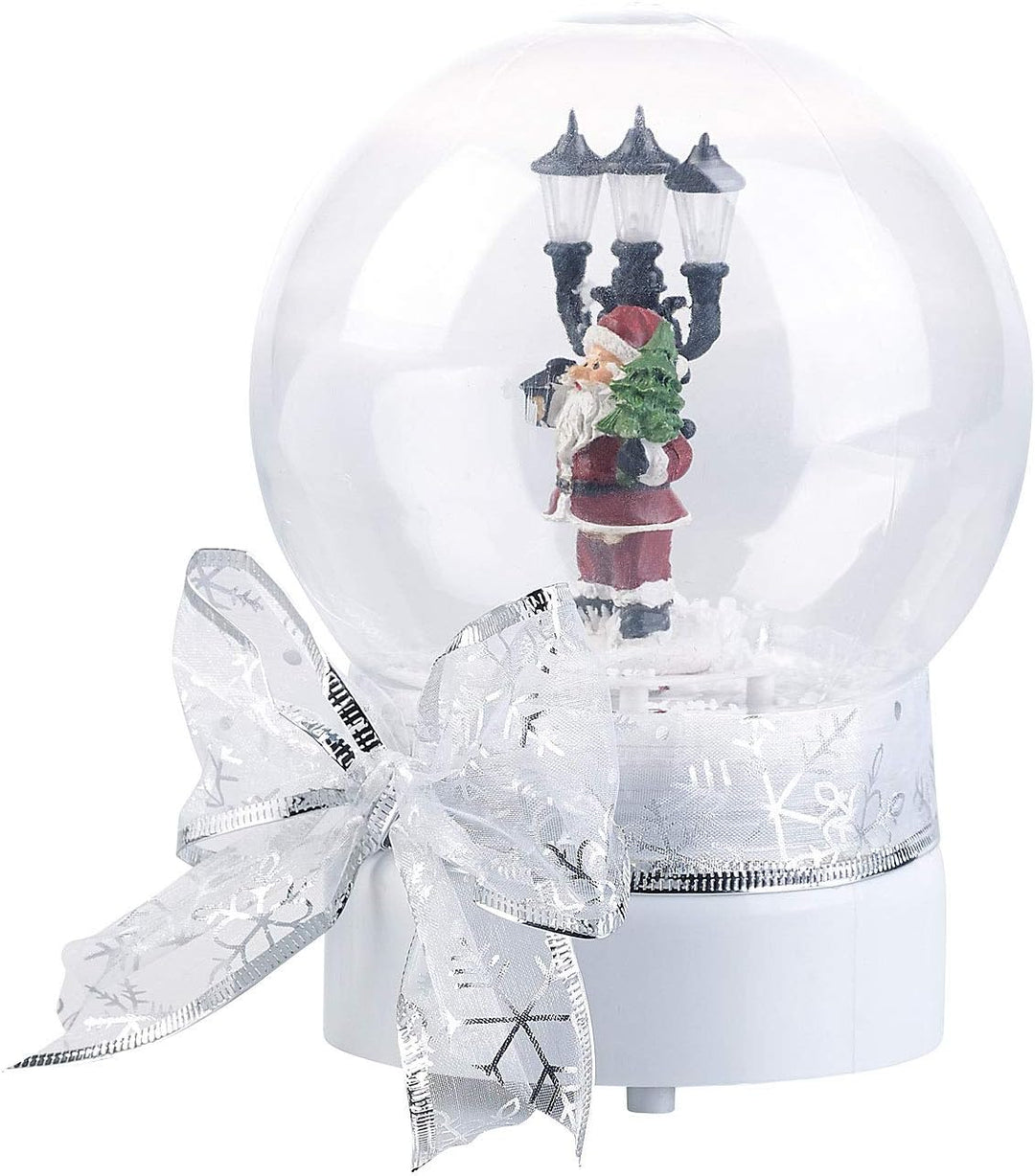infactory Schneekugeln: Schneekugel mit singendem Weihnachtsmann, berührungsaktiv, LED-Laterne (Schn