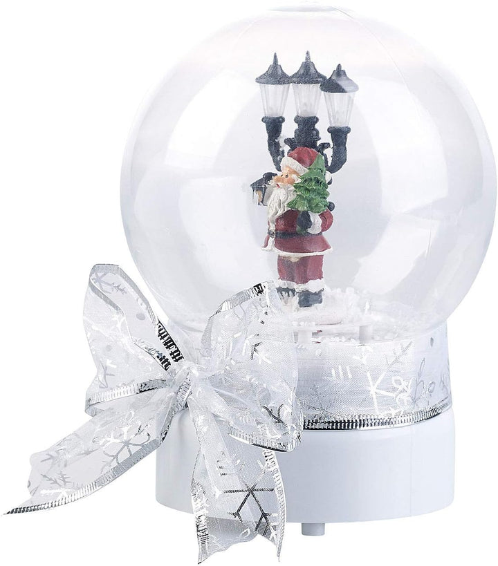 infactory Schneekugeln: Schneekugel mit singendem Weihnachtsmann, berührungsaktiv, LED-Laterne (Schn