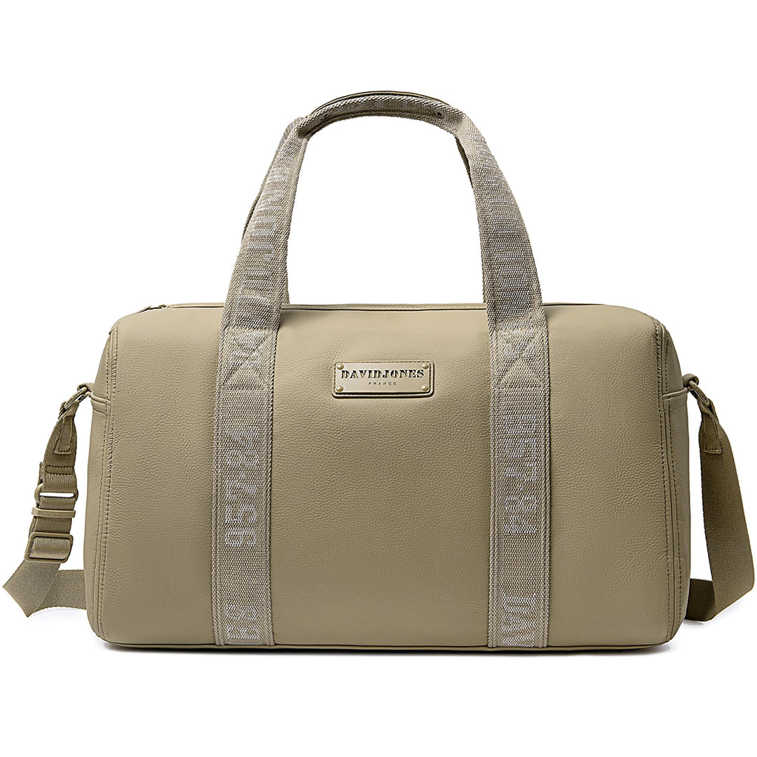 David Jones - Grosse Reisetasche für Wochenendausflüge, Ledertasche, beige, altmodisch | Sport-Handt